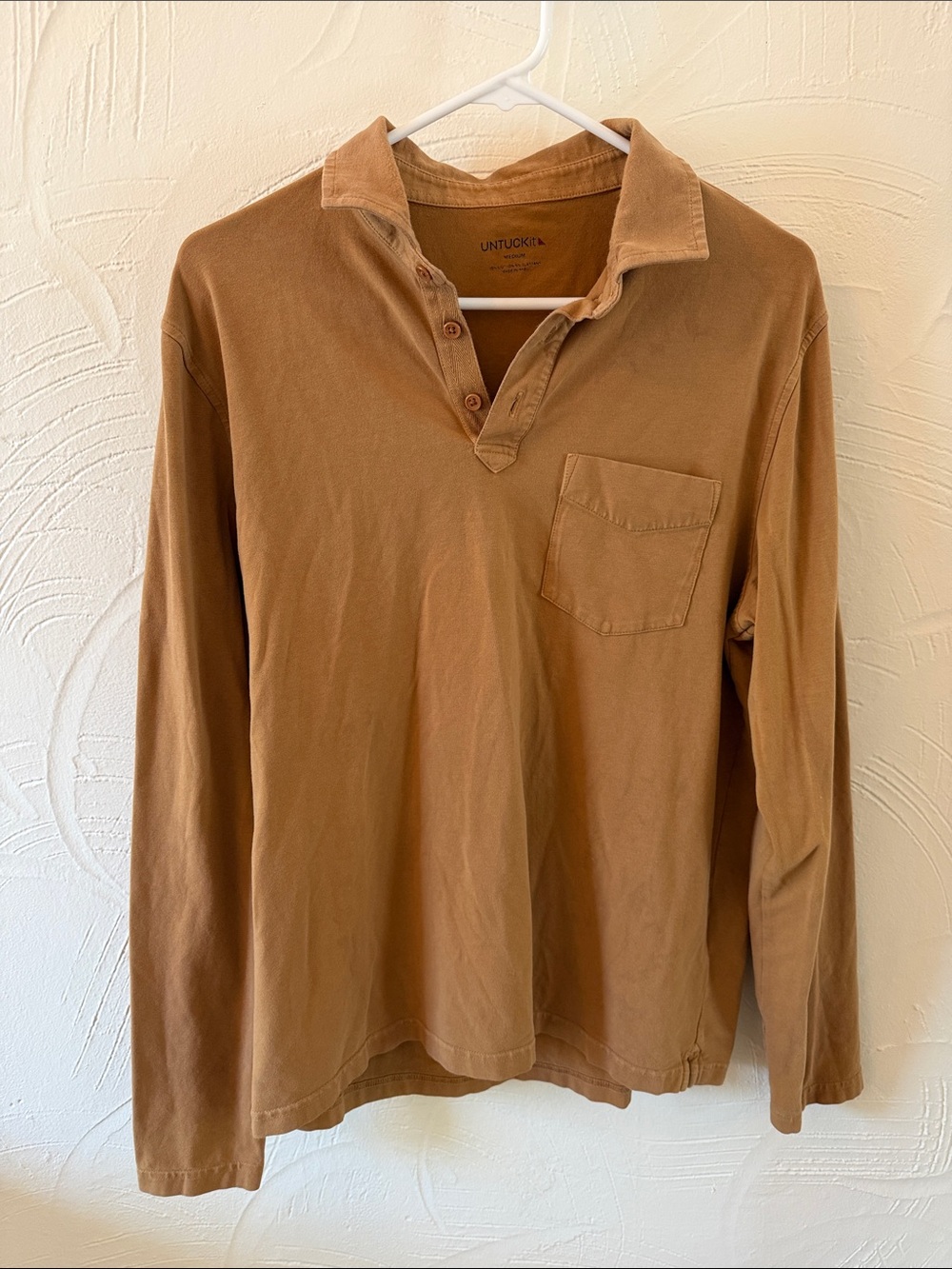 UNTUCKit Men's Long-Sleeve Polo Shirt - Rust Brown